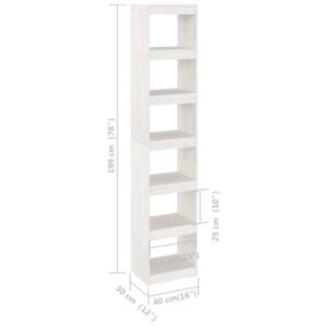 Βιβλιοθήκη/Διαχωριστικό Χώρου Λευκό 40x30x199 εκ. Ξύλο Πεύκου