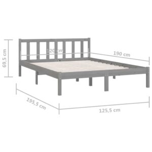 Πλαίσιο Ημίδιπλου Κρεβατιού Γκρι 120x190εκ 4FT από Ξύλο Πεύκου