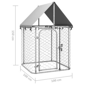 Κλουβί Σκύλου Εξωτερικού Χώρου 100 x 100 x 150 εκ. με Στέγαστρο