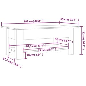 Τραπεζάκι Σαλονιού Γυαλιστερό Λευκό 102x55x42 εκ. Μοριοσανίδα