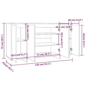 Μπουφές Γκρι Sonoma 135 x 41 x 75 εκ. από Μοριοσανίδα