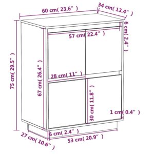 Ντουλάπι Καφέ Μελί 60 x 34 x 75 εκ. από Μασίφ Ξύλο Πεύκου