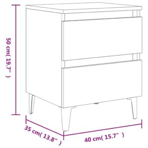 Κομοδίνο Καφέ Δρυς 40 x 35 x 50 εκ. με Μεταλλικά Πόδια