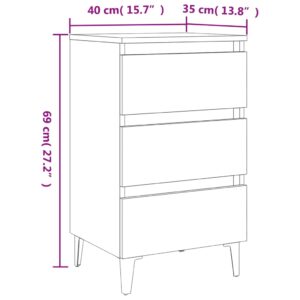 Κομοδίνο Καπνιστή Δρυς 40 x 35 x 69 εκ. με Μεταλλικά Πόδια