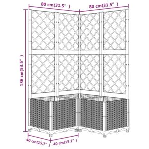 Ζαρντινιέρα Κήπου με Καφασωτό Καφέ 80 x 80 x 136 εκ. από PP