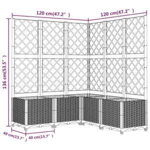 Ζαρντινιέρα Κήπου με Καφασωτό Καφέ 120 x 120 x 136 εκ. από PP