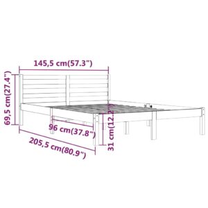 Πλαίσιο Κρεβατιού Γκρι 140 x 200 εκ. από Μασίφ Ξύλο Πεύκου