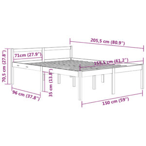 Πλαίσιο Κρεβατιού 150 x 200 εκ. Μασίφ Ξύλο Πεύκου 5FT King