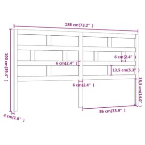 Κεφαλάρι κρεβατιού Λευκό 186x4x100 εκ. από Μασίφ Ξύλο Πεύκου