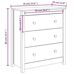 Ντουλάπι Καφέ Μελί 70 x 35 x 80 εκ. από Μασίφ Ξύλο Πεύκου