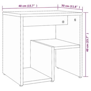 Κομοδίνο Καφέ Δρυς 40 x 30 x 40 εκ. από Επεξεργασμένο Ξύλο