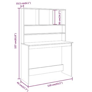 Γραφείο με Ράφια Γκρι Sonoma 110x45x157 εκ. Επεξεργασμένο Ξύλο