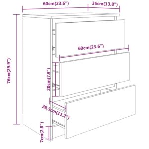 Συρταριέρα Καφέ Δρυς 60 x 35 x 76 εκ. Επεξεργασμένο Ξύλο