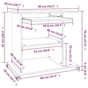 Γραφείο Υπολογιστή Καφέ Δρυς 80x50x75 εκ. Επεξεργασμένο Ξύλο