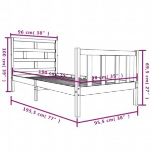 Πλαίσιο Κρεβατιού 90 x 190 εκ. από Ξύλο Πεύκου 3FT Single