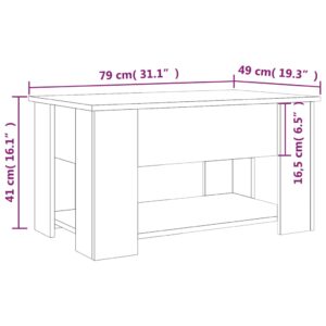 Τραπεζάκι Σαλονιού Γυαλ. Λευκό 79x49x41 εκ. Επεξεργασμένο Ξύλο