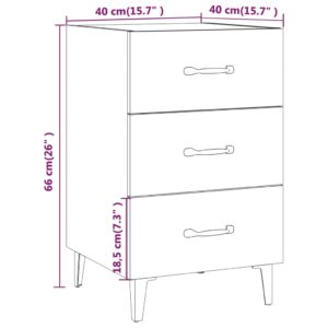 Κομοδίνο Γκρι Sonoma 40 x 40 x 66 εκ. από Επεξεργασμένο Ξύλο