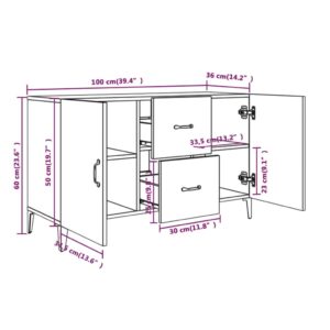 Μπουφές Καπνιστή Δρυς 100 x 36 x 60 εκ. Επεξεργασμένο Ξύλο