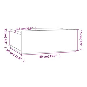 Κομοδίνο Κρεμαστό Γκρι Sonoma 40x30x15 εκ. Επεξεργασμένο Ξύλο