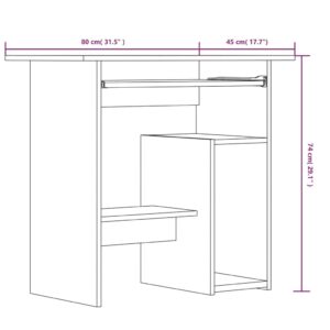 Γραφείο Καπνιστή Δρυς 80x45x74 εκ. από Επεξεργασμένο Ξύλο