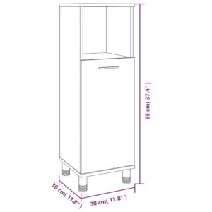 Ντουλάπι Μπάνιου Γκρι Sonoma 30x30x95 εκ. Επεξεργασμένο Ξύλο