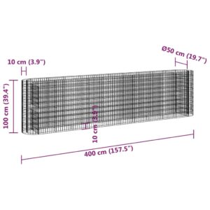 Συρματοκιβώτιο-Γλάστρα Υπερυψωμένη 400x50x100 εκ Γαλβαν. Ατσάλι