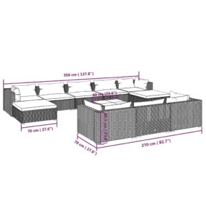 Σαλόνι Κήπου 11 Τεμαχίων Γκρι από Συνθετικό Ρατάν με Μαξιλάρια