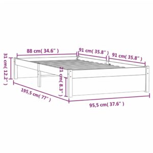 Πλαίσιο Κρεβατιού 90 x 190 εκ. από Μασίφ Ξύλο 3FT Single