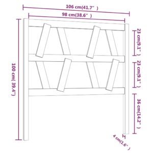 Κεφαλάρι Κρεβατιού Μαύρο 106 x 4 x 100 εκ. Μασίφ Ξύλο Πεύκου