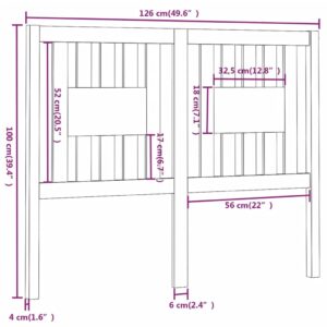 Κεφαλάρι Κρεβατιού Μαύρο 126 x 4 x 100 εκ. Μασίφ Ξύλο Πεύκου