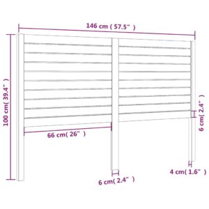 Κεφαλάρι Κρεβατιού Γκρι 146 x 4 x 100 εκ. από Μασίφ Ξύλο Πεύκου