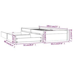 Πλαίσιο Κρεβατιού με Συρτάρια Λευκό 90x190 εκ 3FT Single