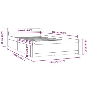 Πλαίσιο Κρεβατιού με Συρτάρια Λευκό 90x190 εκ 3FT Single