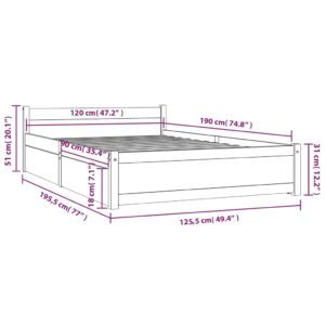 Πλαίσιο Κρεβατιού με Συρτάρια Γκρι 120x190 εκ. 4FT Small Double