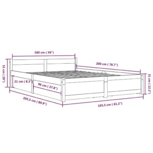 Πλαίσιο Κρεβατιού Με Συρτάρια Καφέ Μελί 160 x 200 εκ.