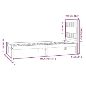 Πλαίσιο Κρεβατιού Λευκό 75x190 εκ Μασίφ Πεύκο 2FT6 Small Single