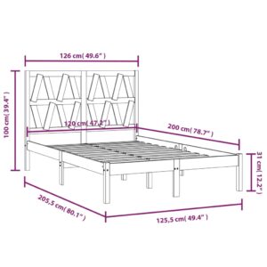 Πλαίσιο Κρεβατιού Μαύρο 120 x 200 εκ. από Μασίφ Ξύλο Πεύκου