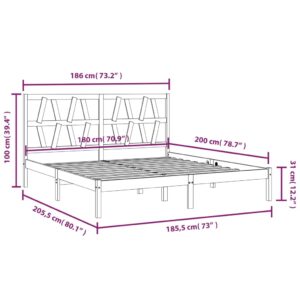 Πλαίσιο Κρεβατιού 180x200 εκ. Μασίφ Ξύλο Πεύκου 6FT Super King