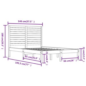 Πλαίσιο Κρεβατιού Καφέ Μελί 140 x 190 εκ. από Μασίφ Ξύλο