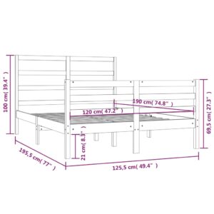 Πλαίσιο Κρεβατιού 120x190 εκ Μασίφ Ξύλο Πεύκου 4FT Small Double