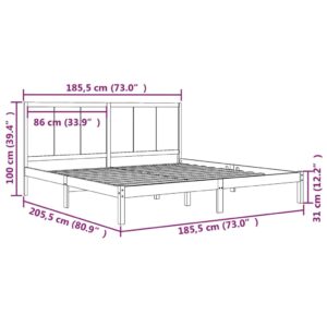 Πλαίσιο Κρεβατιού Μαύρο 180x200 εκ. Μασίφ Πεύκο 6FT Super King