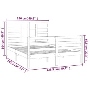 Πλαίσιο Κρεβατιού Λευκό 120x190εκ Ξύλο Πεύκου 4FT Small Double