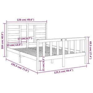 Πλαίσιο Κρεβατιού Γκρι 120x190 εκ. Μασίφ Ξύλο 4FT Small Double