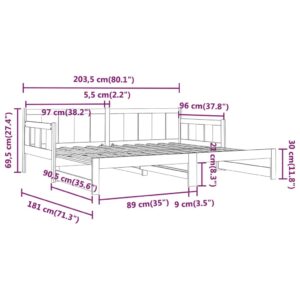 Καναπές Κρεβάτι Συρόμενος Λευκός 2x(90x200) εκ. από Μασίφ Πεύκο