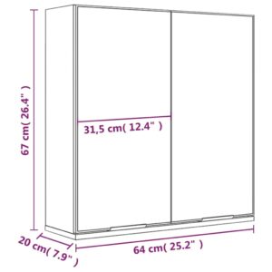 Ντουλάπι Μπάνιου με Καθρέφτη Γκρι sonoma 64 x 20 x 67 εκ.