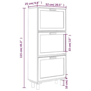 Παπουτσοθήκη Λευκή 52x25x115 εκ Επεξεργασμένο Ξύλο&Φυσικό Ρατάν