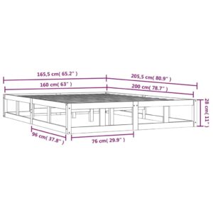 Πλαίσιο Κρεβατιού Μαύρο 160 x 200 εκ. από Μασίφ Ξύλο