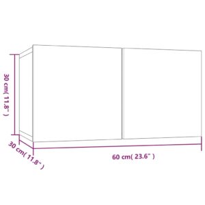 Έπιπλα Τηλεόρασης Τοίχου 4 τεμ. Γκρι 60x30x30 εκ. Επ. Ξύλο