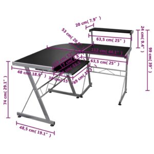 Γραφείο Υπολογιστή Γωνιακό Μαύρο 132x112x99 εκ. Επεξ. Ξύλο