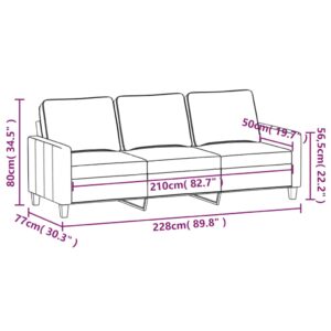 Καναπές Τριθέσιος Taupe 180 εκ. Υφασμάτινος